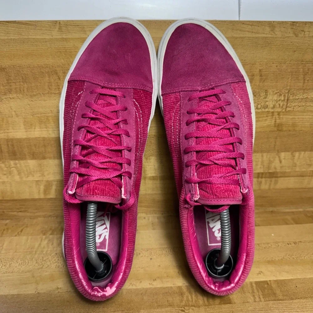Vans Old Skool Fuchsia Pink Corduroy chenille Sneakers Mens 11.5 Low Skate Shoe